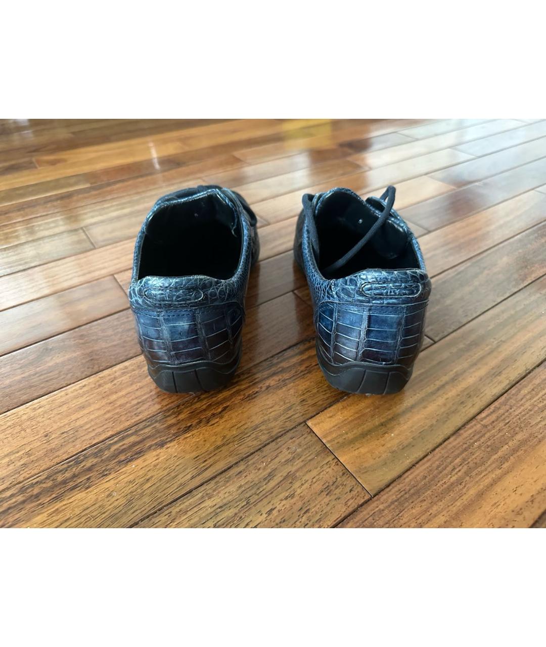 SANTONI Синие кожаные низкие кроссовки / кеды, фото 2