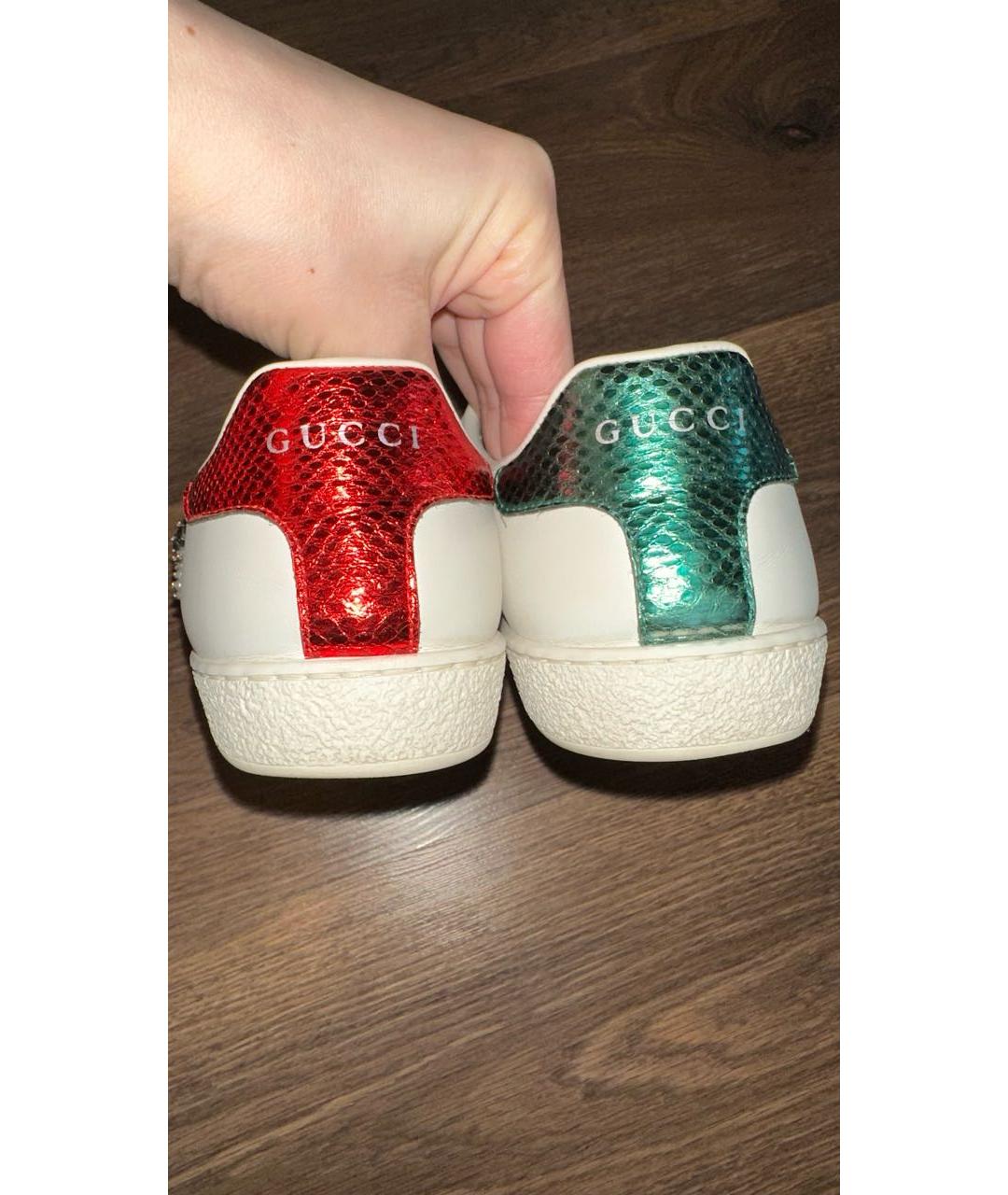 GUCCI Белые кожаные кеды, фото 6