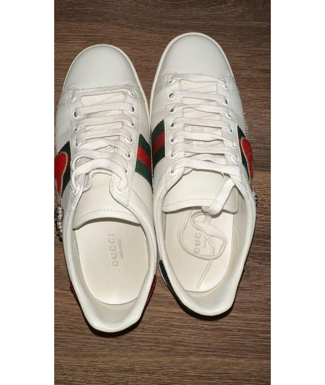 GUCCI Белые кожаные кеды, фото 2