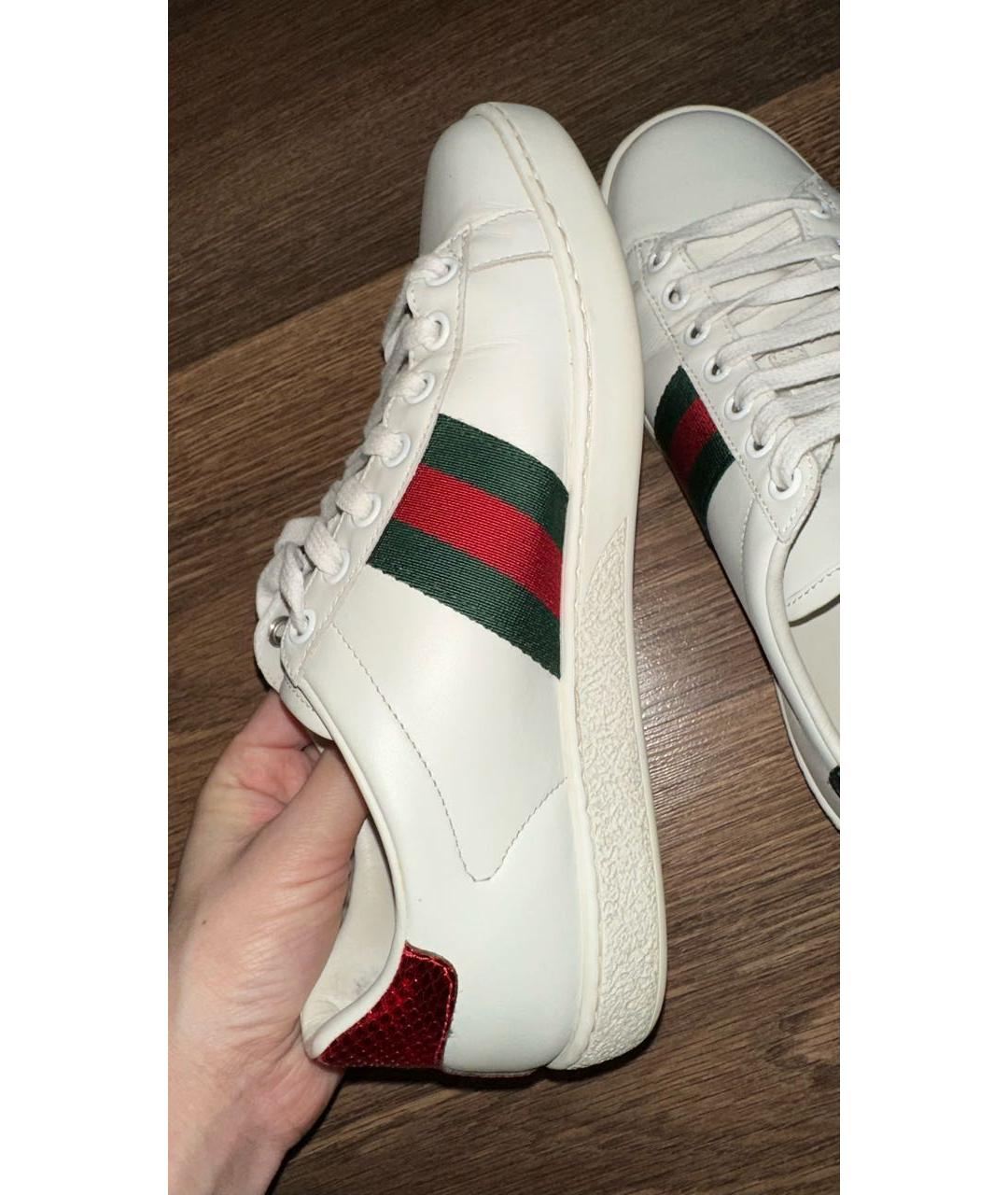 GUCCI Белые кожаные кеды, фото 8