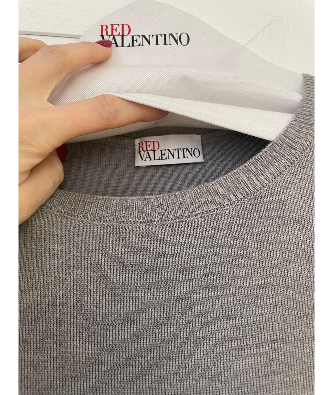 RED VALENTINO Серое шерстяное повседневное платье, фото 4