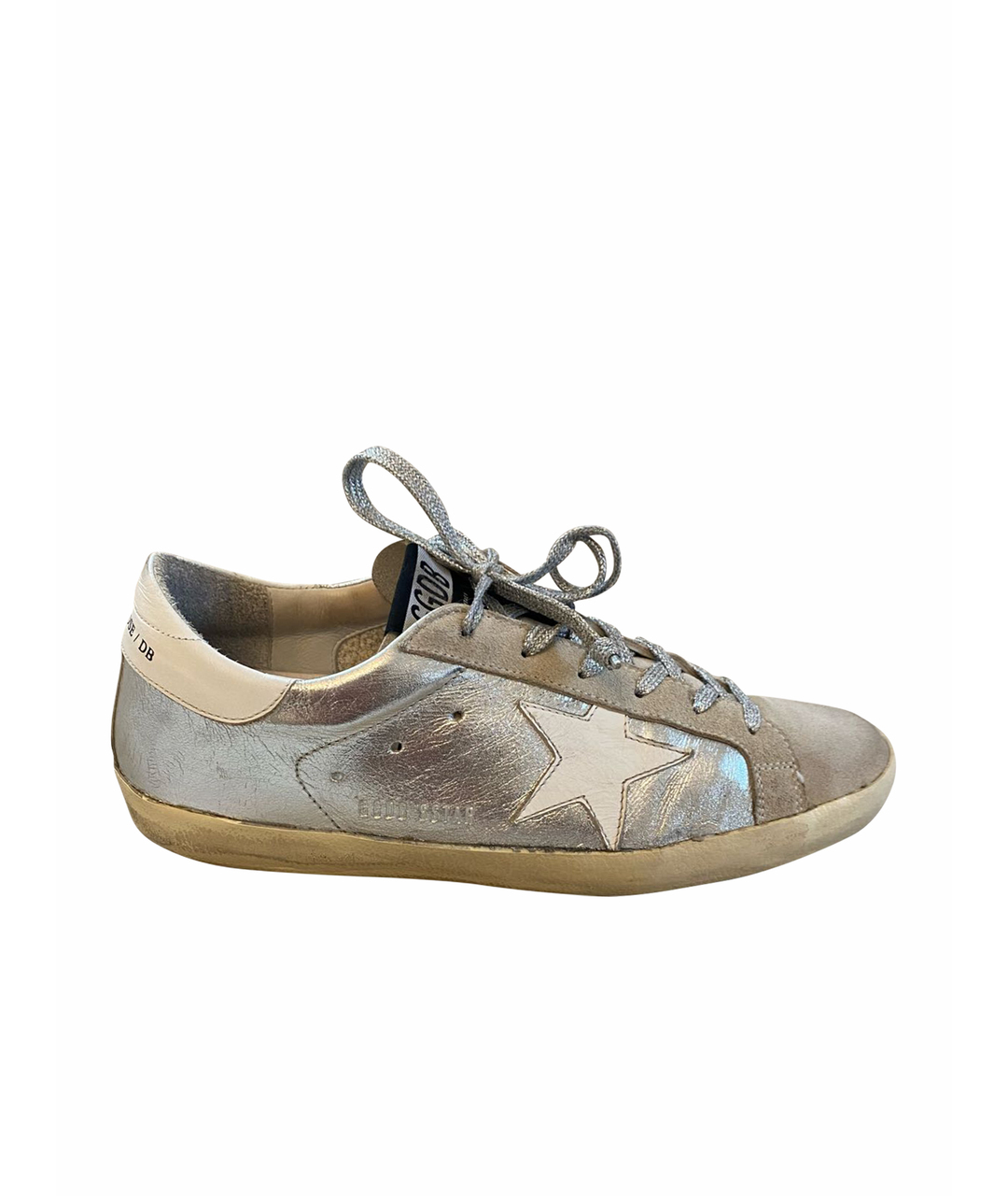GOLDEN GOOSE DELUXE BRAND Серебряные кожаные кроссовки, фото 1