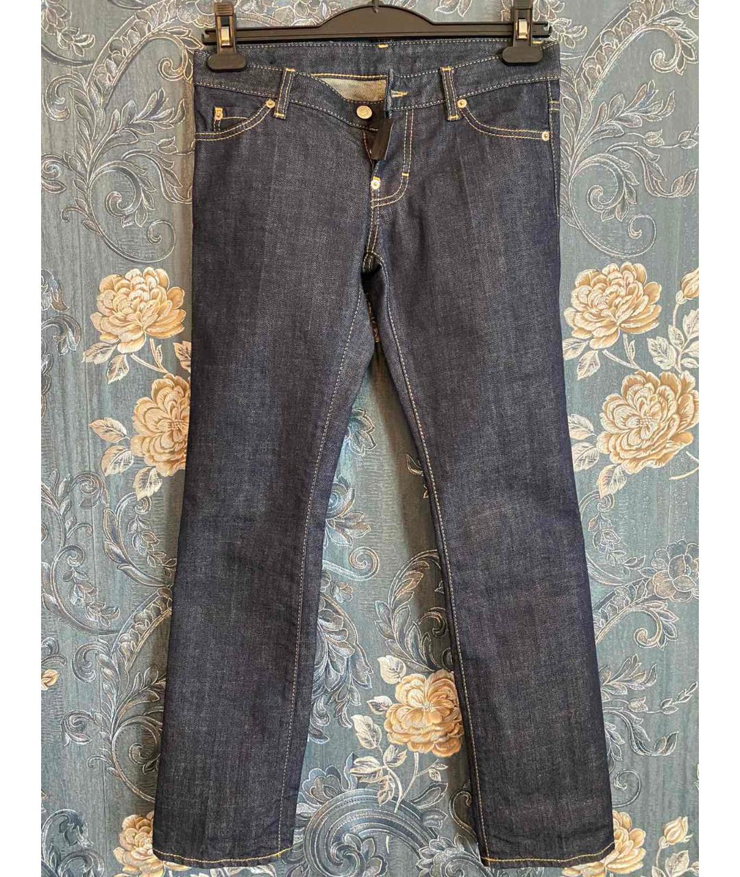 DSQUARED2 Темно-синие хлопко-эластановые прямые джинсы, фото 6