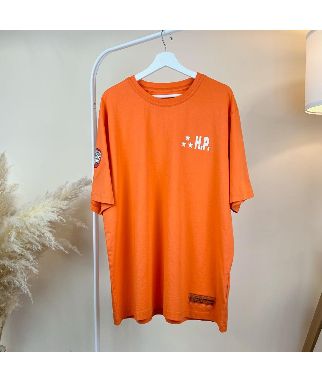 HERON PRESTON Оранжевая хлопковая футболка, фото 8