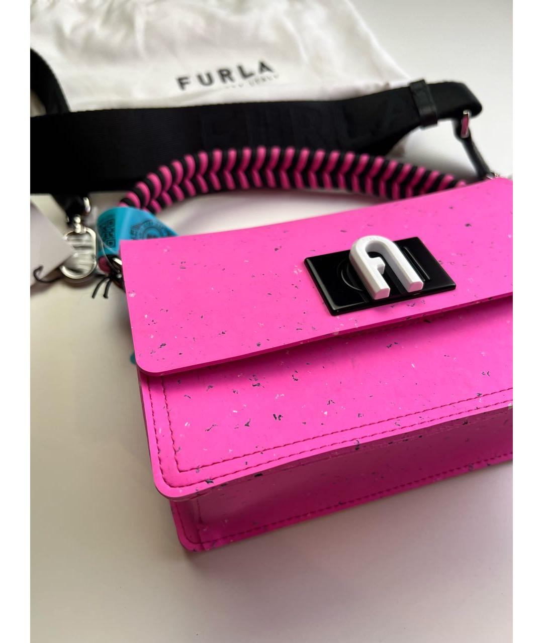 FURLA Розовая синтетическая сумка через плечо, фото 7