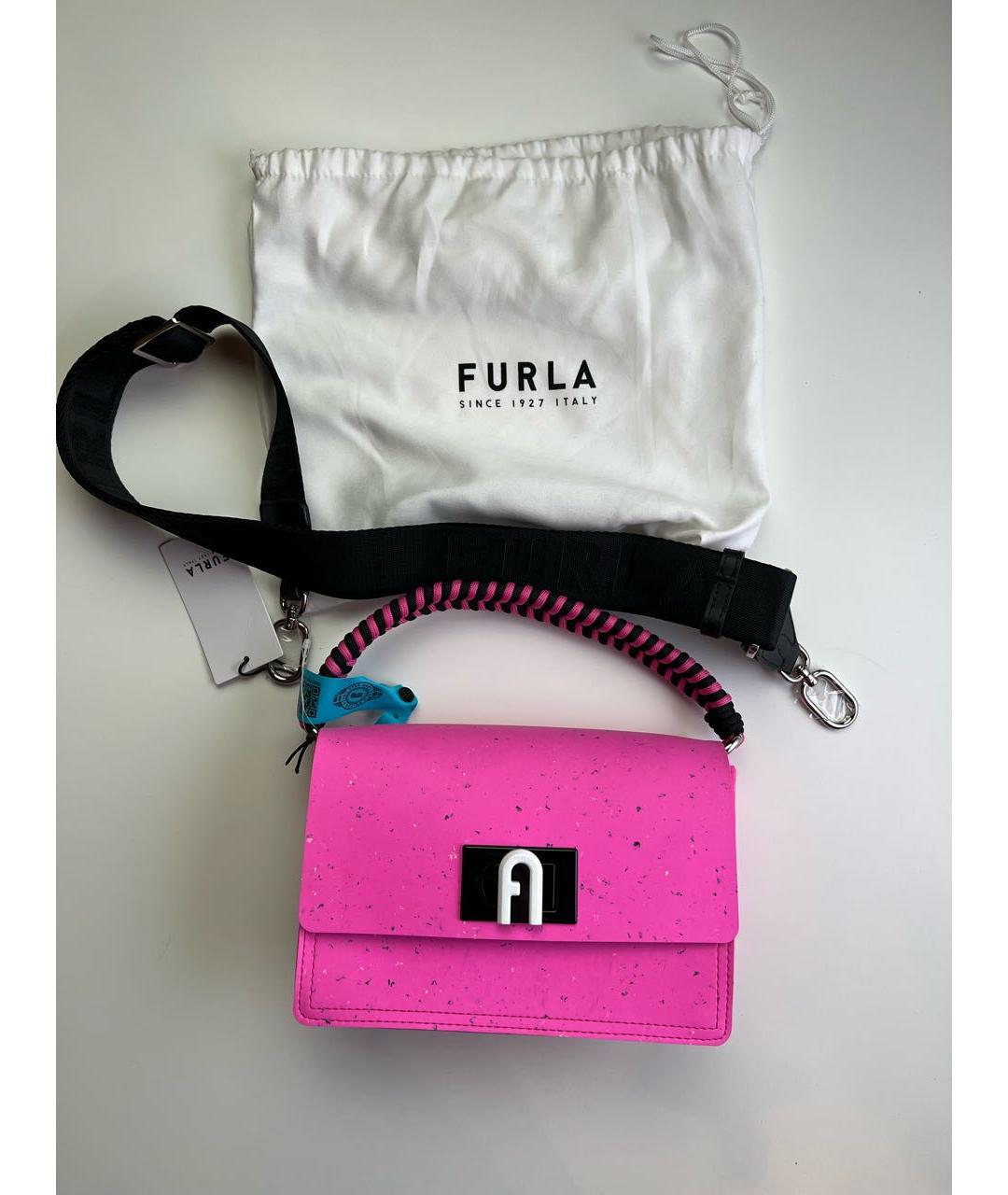 FURLA Розовая синтетическая сумка через плечо, фото 5