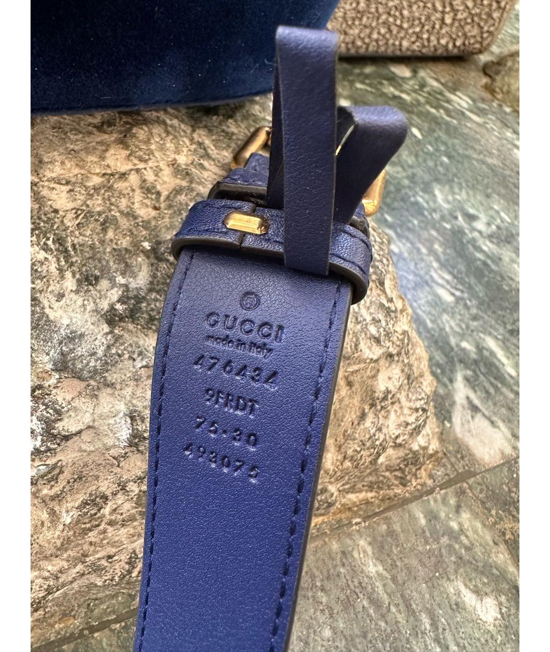 GUCCI Синяя бархатная поясная сумка, фото 6
