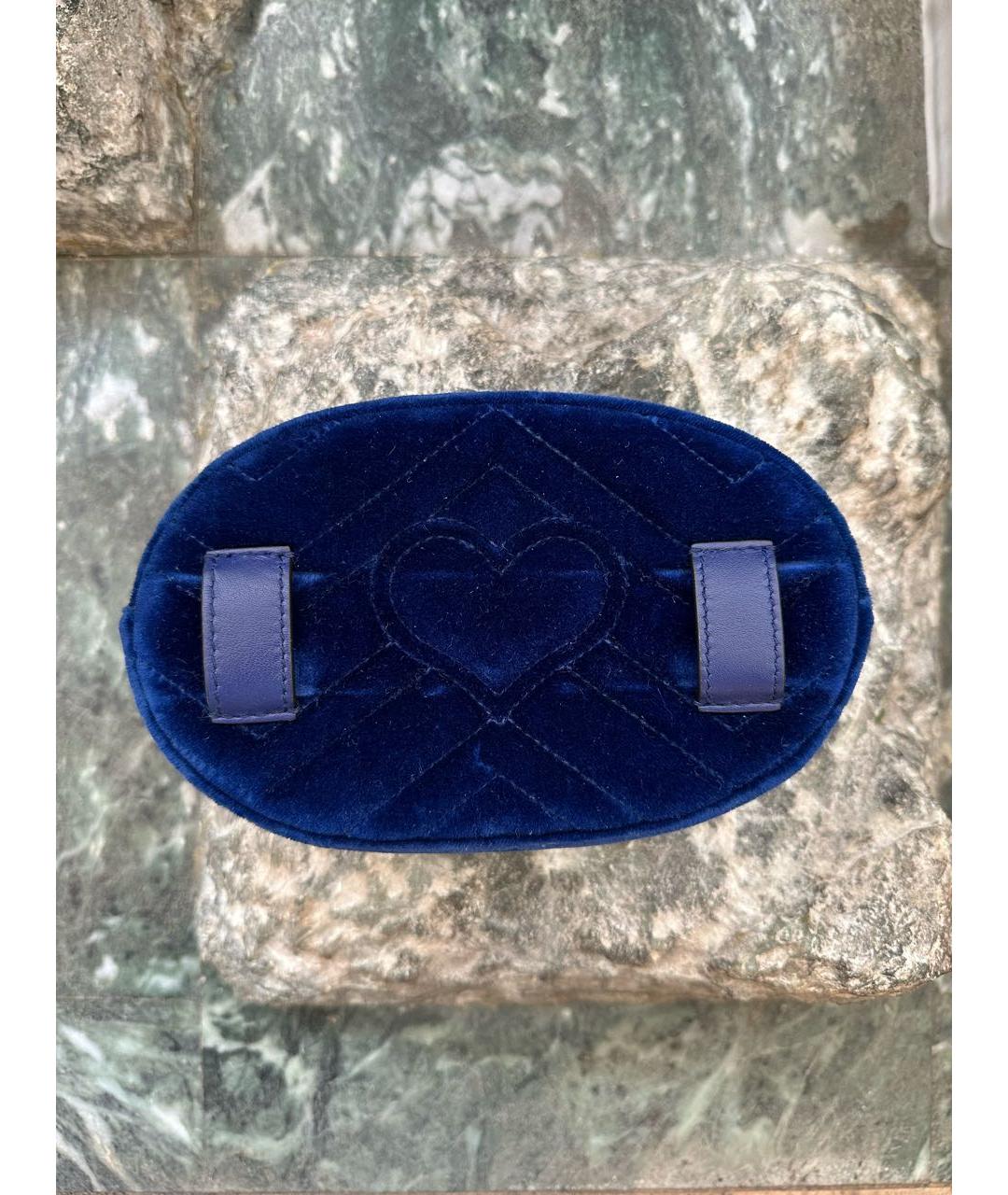 GUCCI Синяя бархатная поясная сумка, фото 3