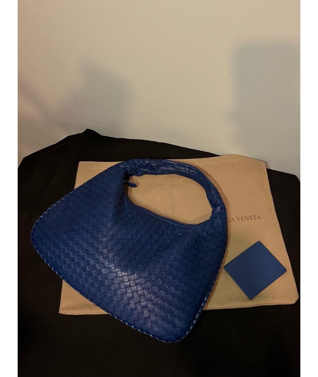 BOTTEGA VENETA Темно-синяя кожаная сумка с короткими ручками, фото 3