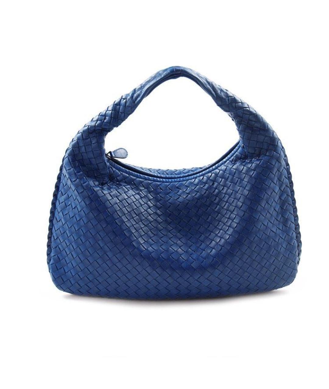 BOTTEGA VENETA Темно-синяя кожаная сумка с короткими ручками, фото 9