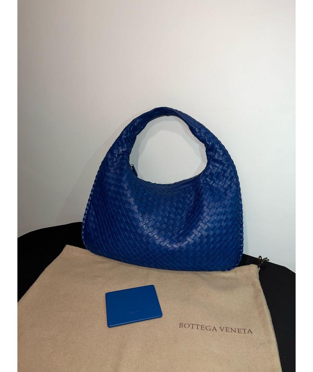 BOTTEGA VENETA Темно-синяя кожаная сумка с короткими ручками, фото 2