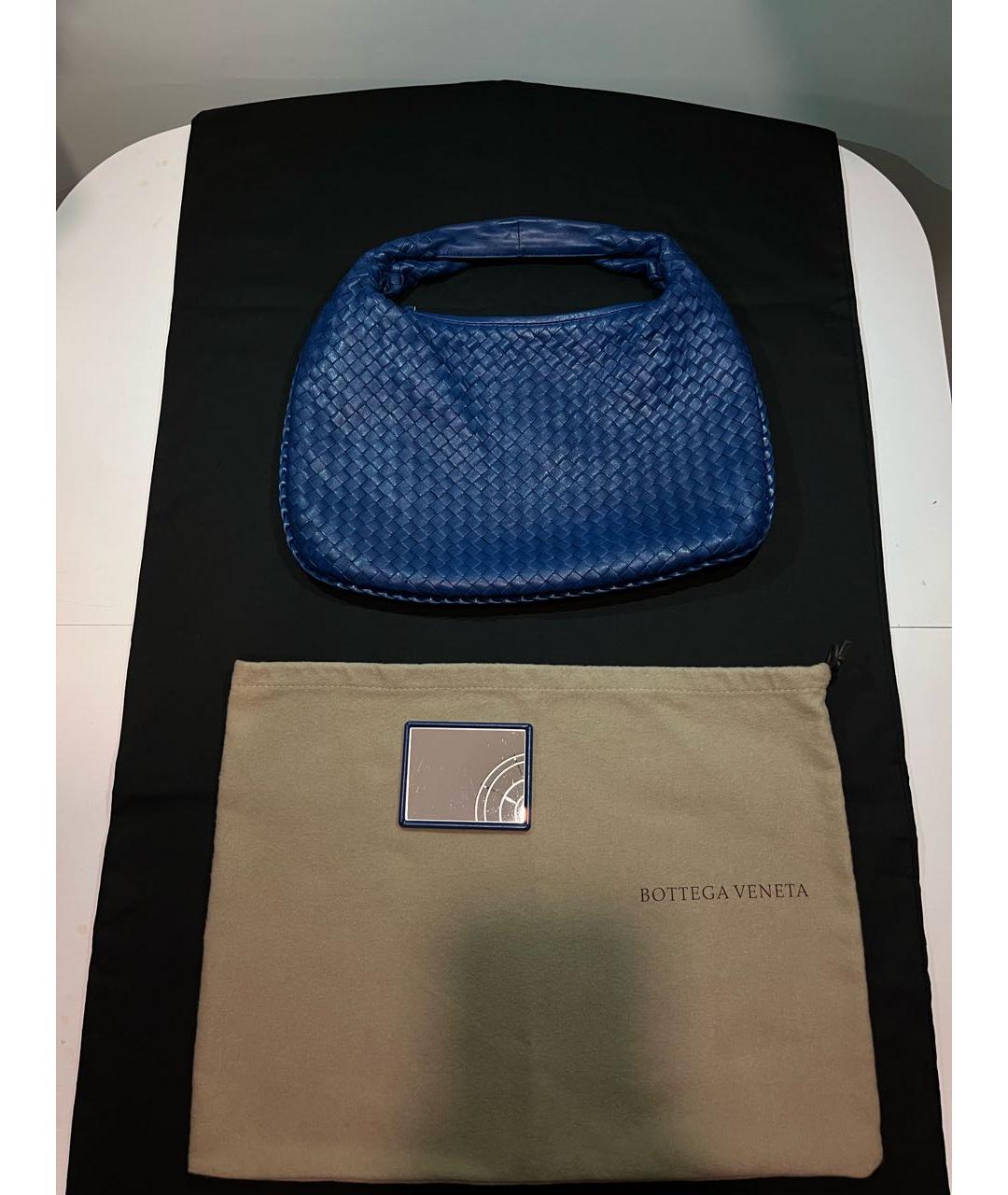 BOTTEGA VENETA Темно-синяя кожаная сумка с короткими ручками, фото 8