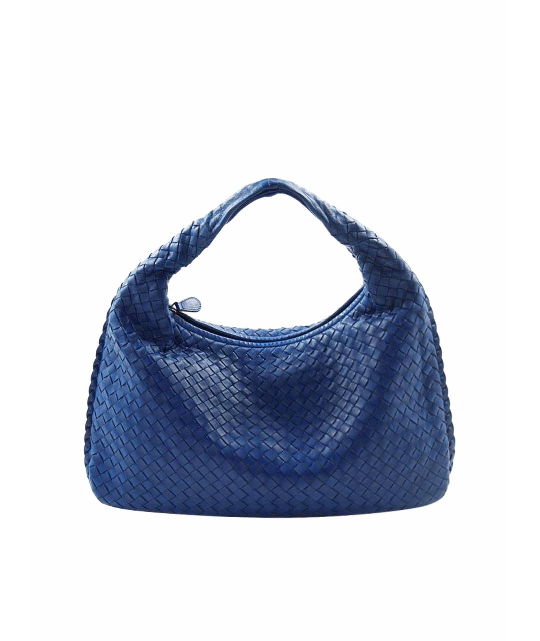 BOTTEGA VENETA Темно-синяя кожаная сумка с короткими ручками, фото 1