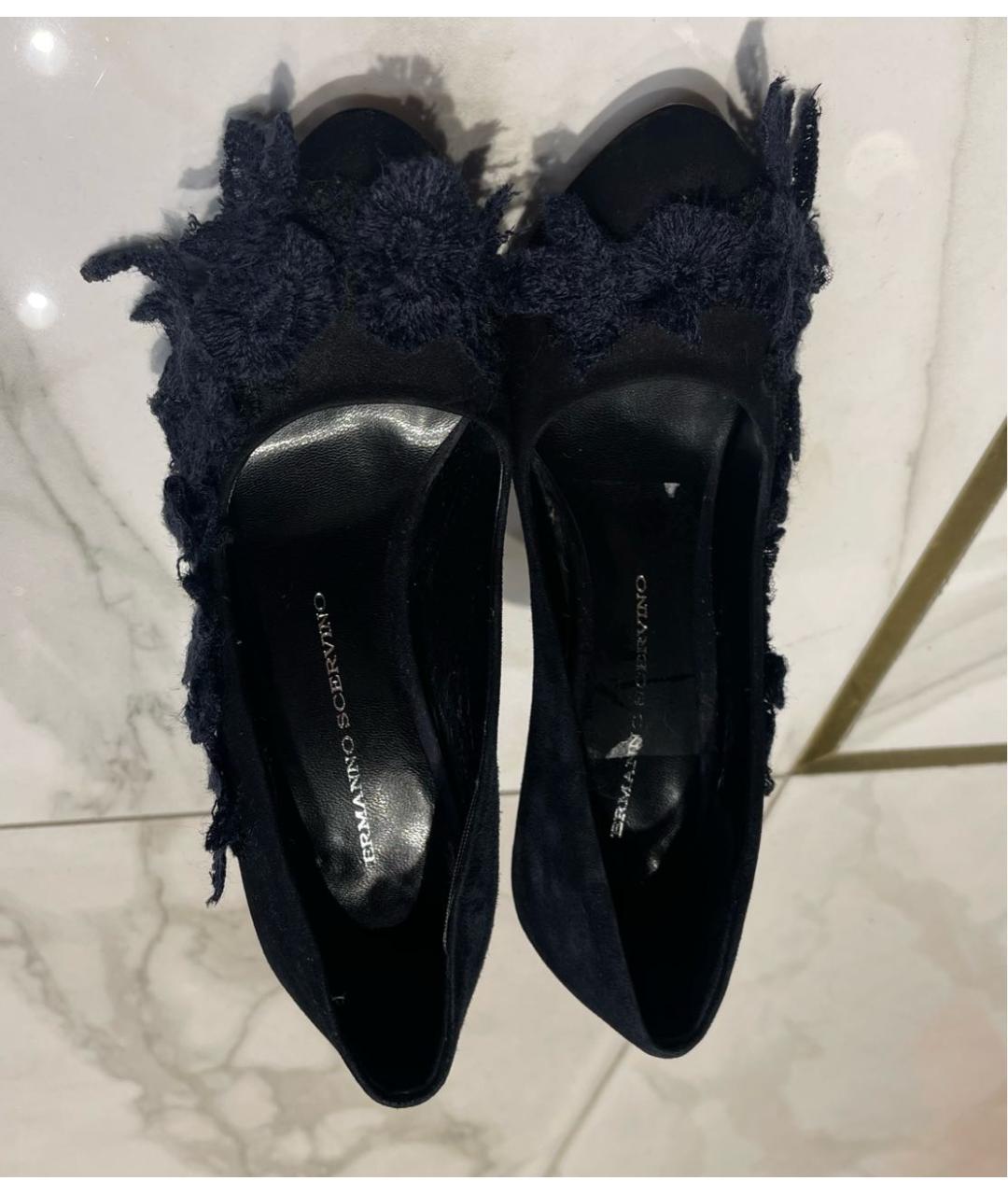 ERMANNO SCERVINO Темно-синие кожаные туфли, фото 3