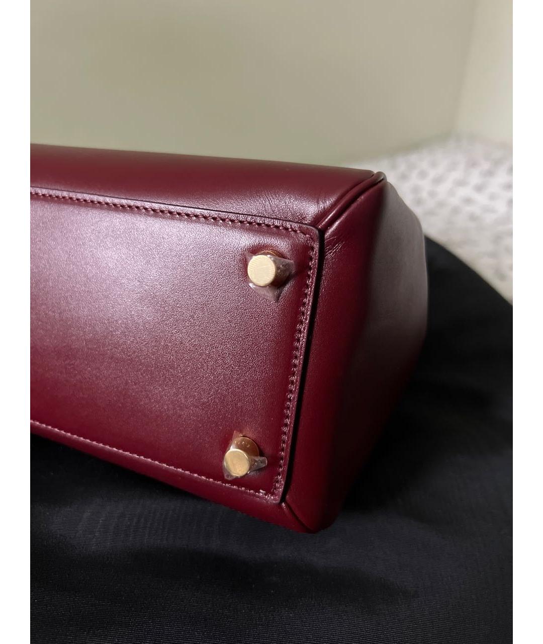 CELINE Бордовая кожаная сумка тоут, фото 6