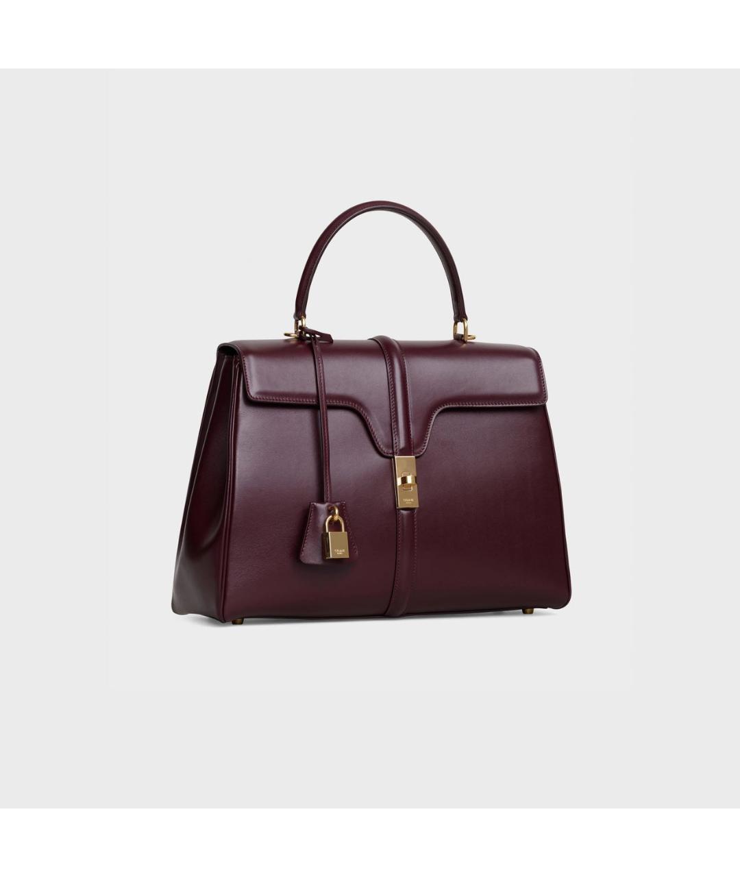 CELINE Бордовая кожаная сумка тоут, фото 2