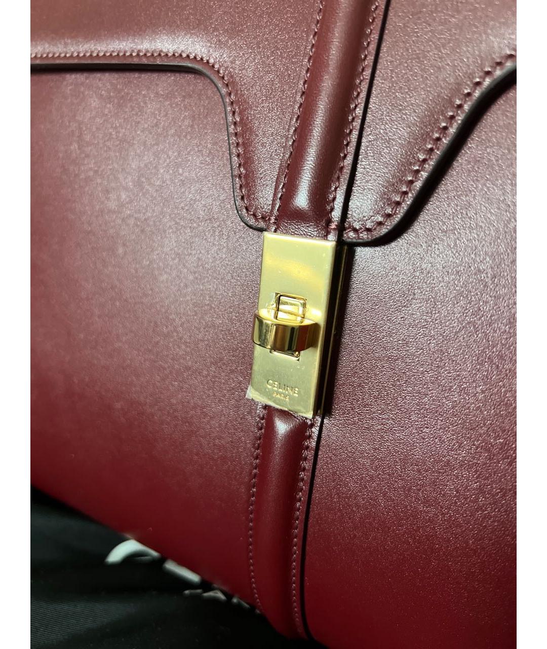 CELINE Бордовая кожаная сумка тоут, фото 5