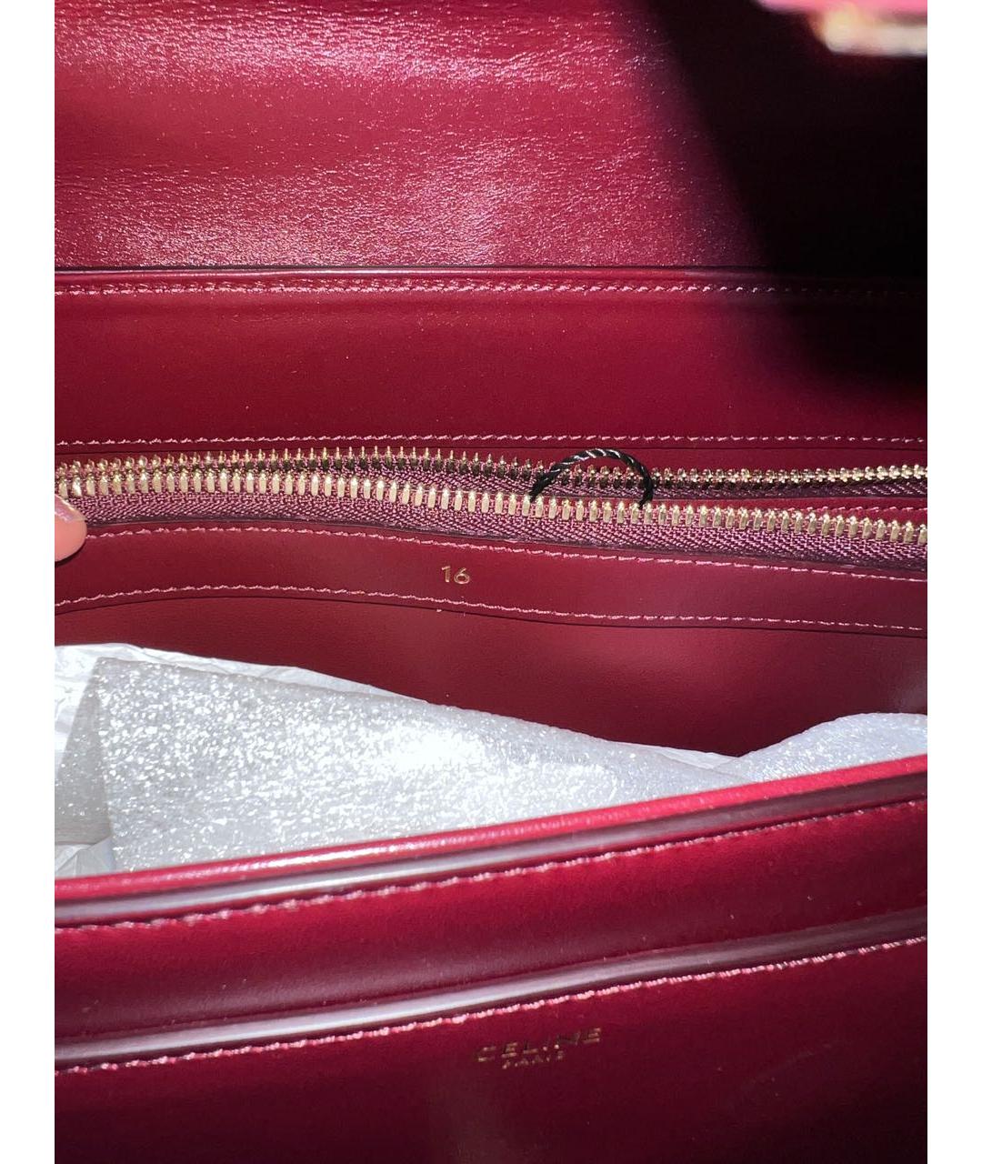 CELINE Бордовая кожаная сумка тоут, фото 8