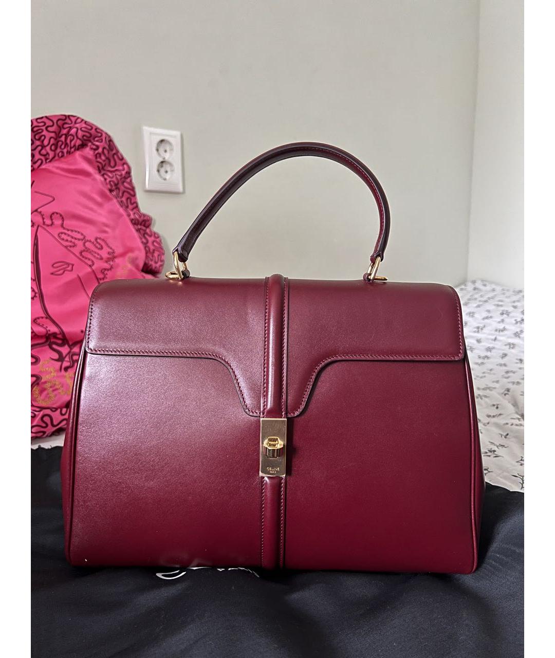 CELINE Бордовая кожаная сумка тоут, фото 4