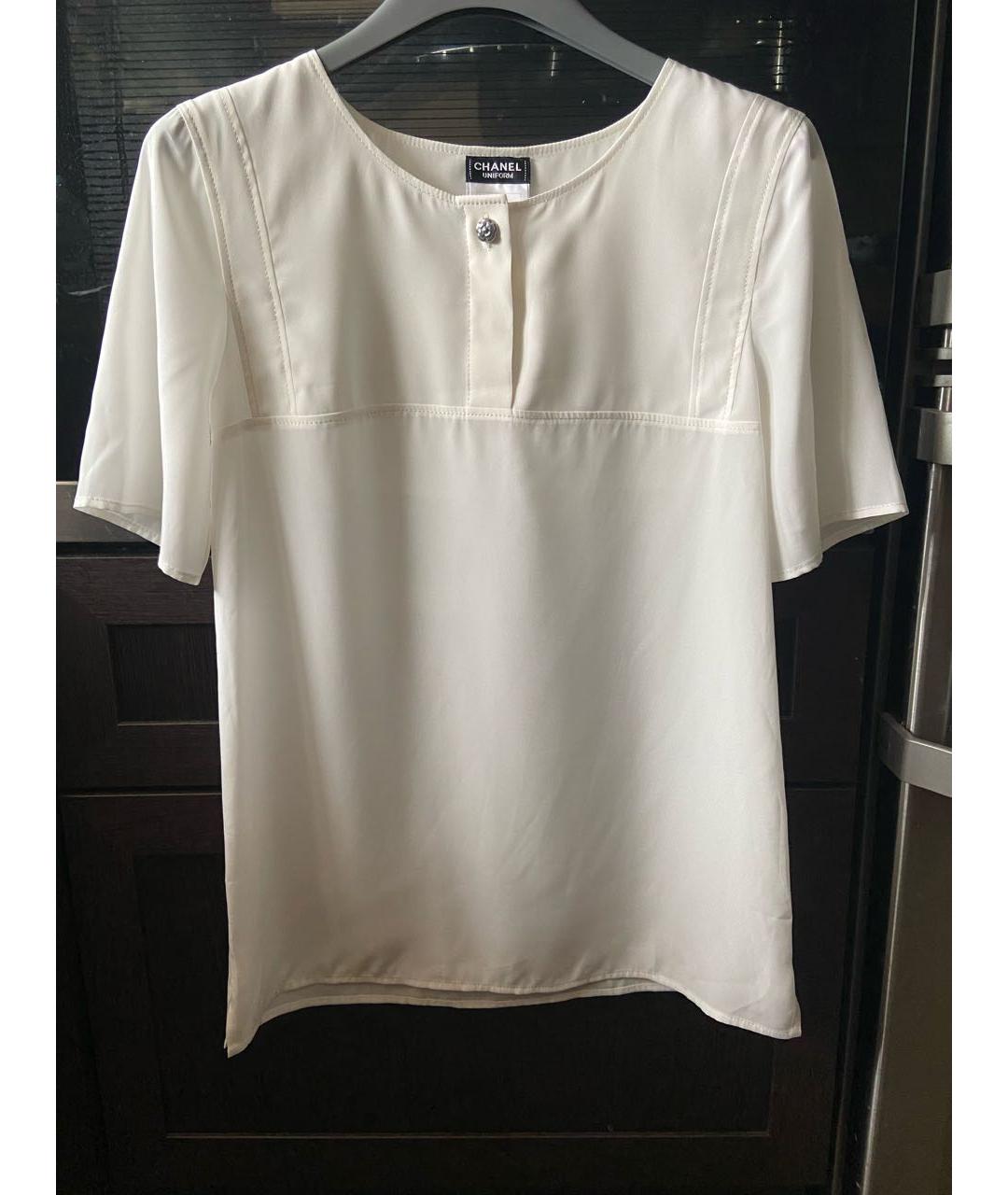 CHANEL PRE-OWNED Белая полиэстеровая блузы, фото 8