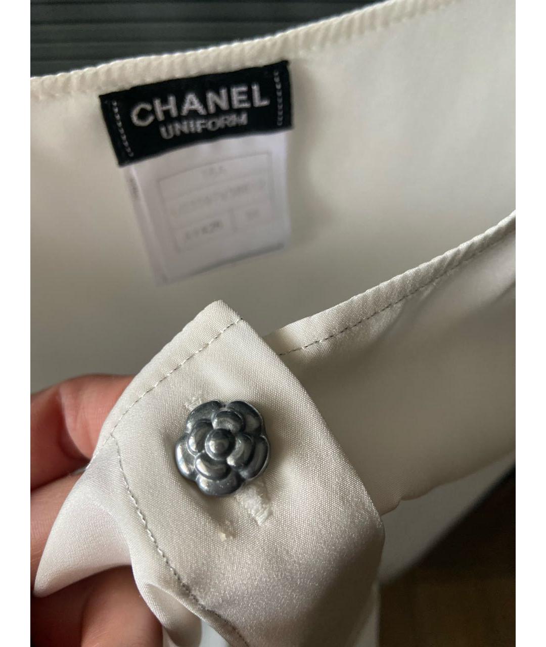 CHANEL PRE-OWNED Белая полиэстеровая блузы, фото 6