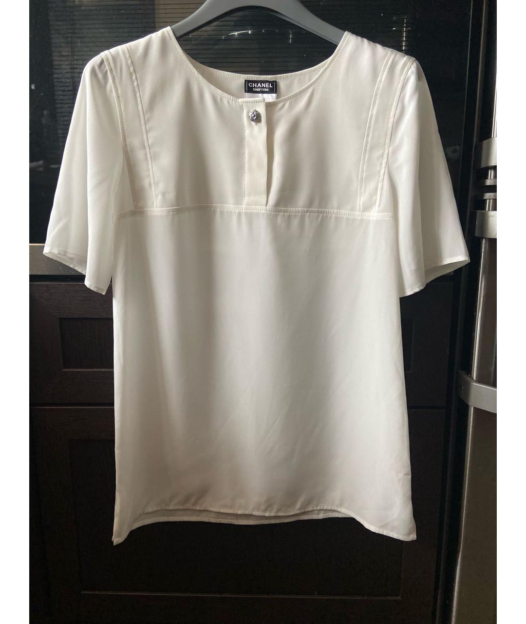CHANEL PRE-OWNED Белая полиэстеровая блузы, фото 5