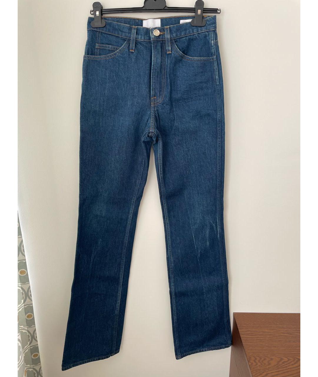 FRAME Синие хлопковые прямые джинсы, фото 9