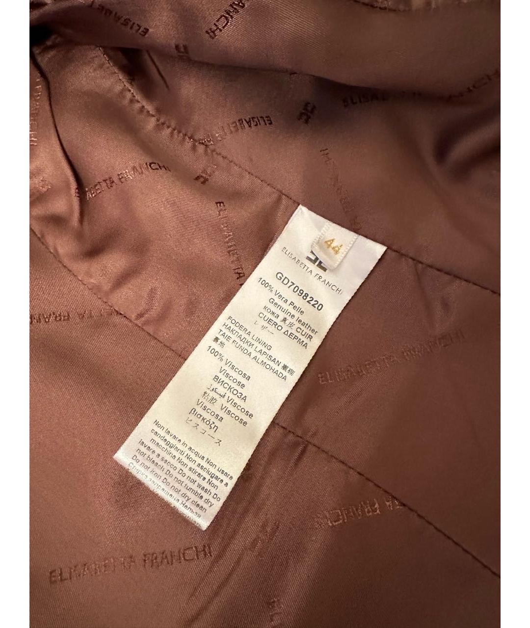 ELISABETTA FRANCHI Коричневая кожаная куртка, фото 5