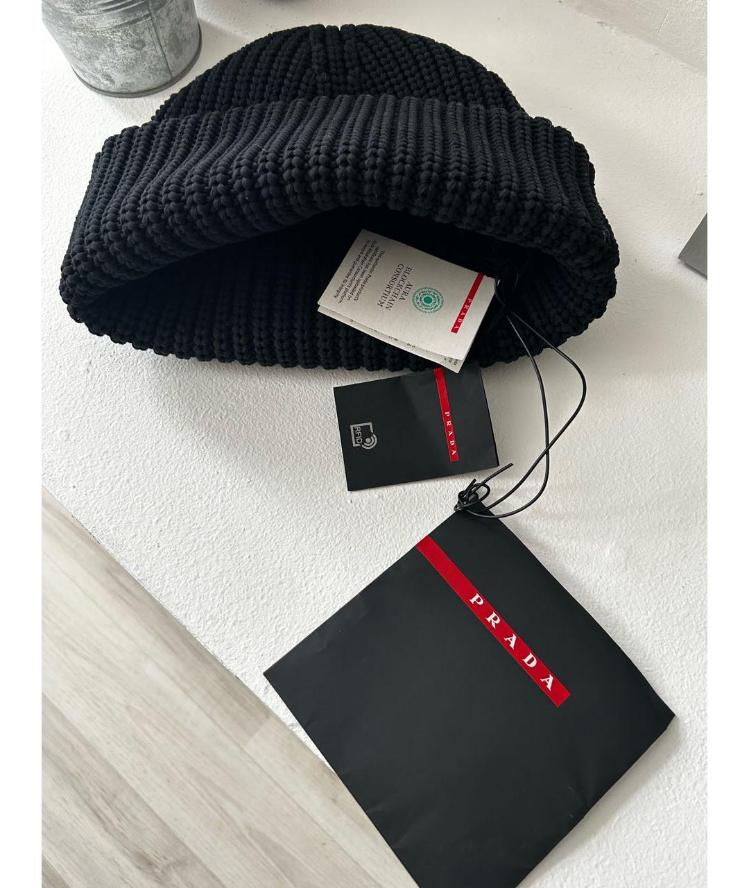 PRADA Черная шапка, фото 4