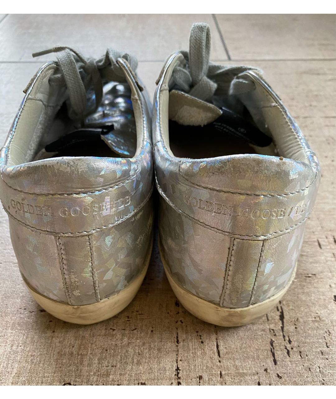 GOLDEN GOOSE DELUXE BRAND Серебряные кожаные кроссовки, фото 4