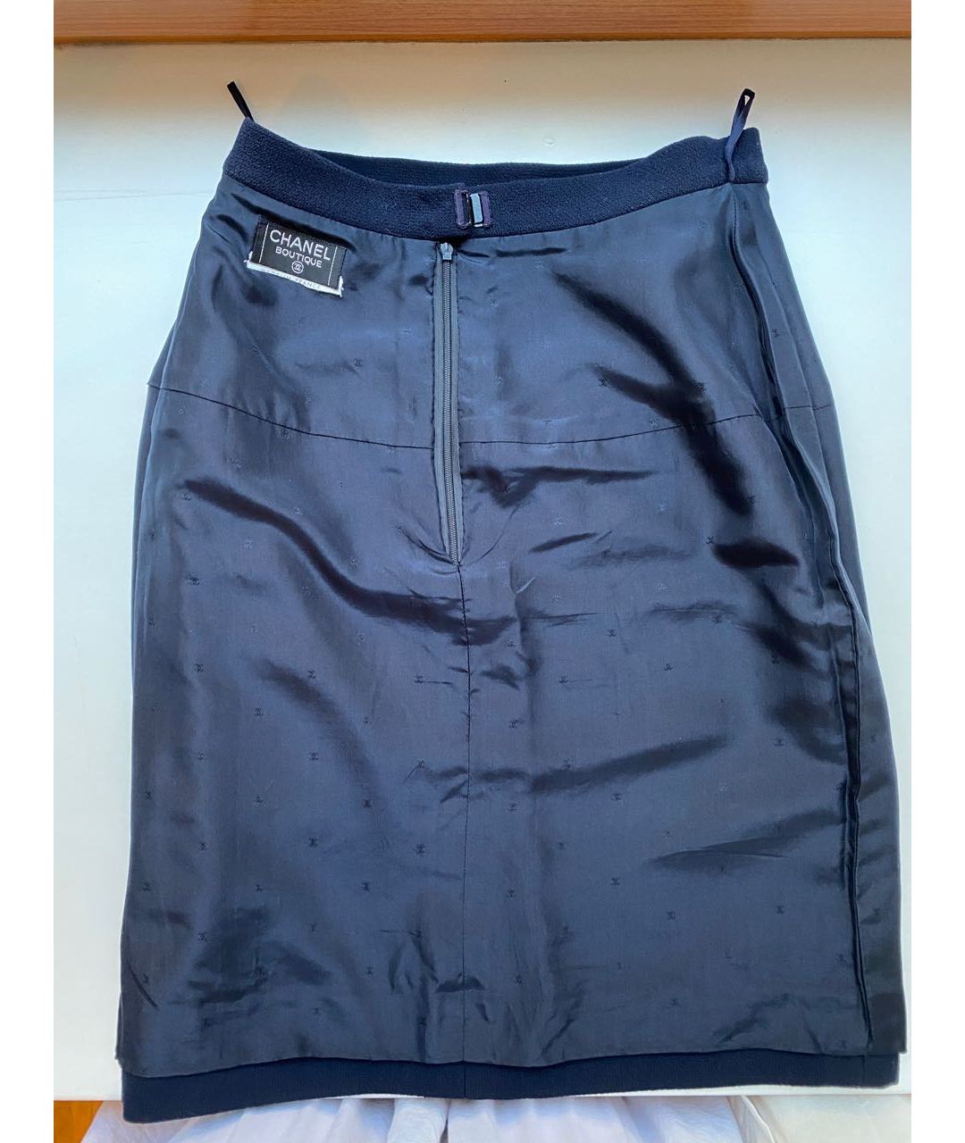 CHANEL PRE-OWNED Темно-синяя шерстяная юбка миди, фото 4