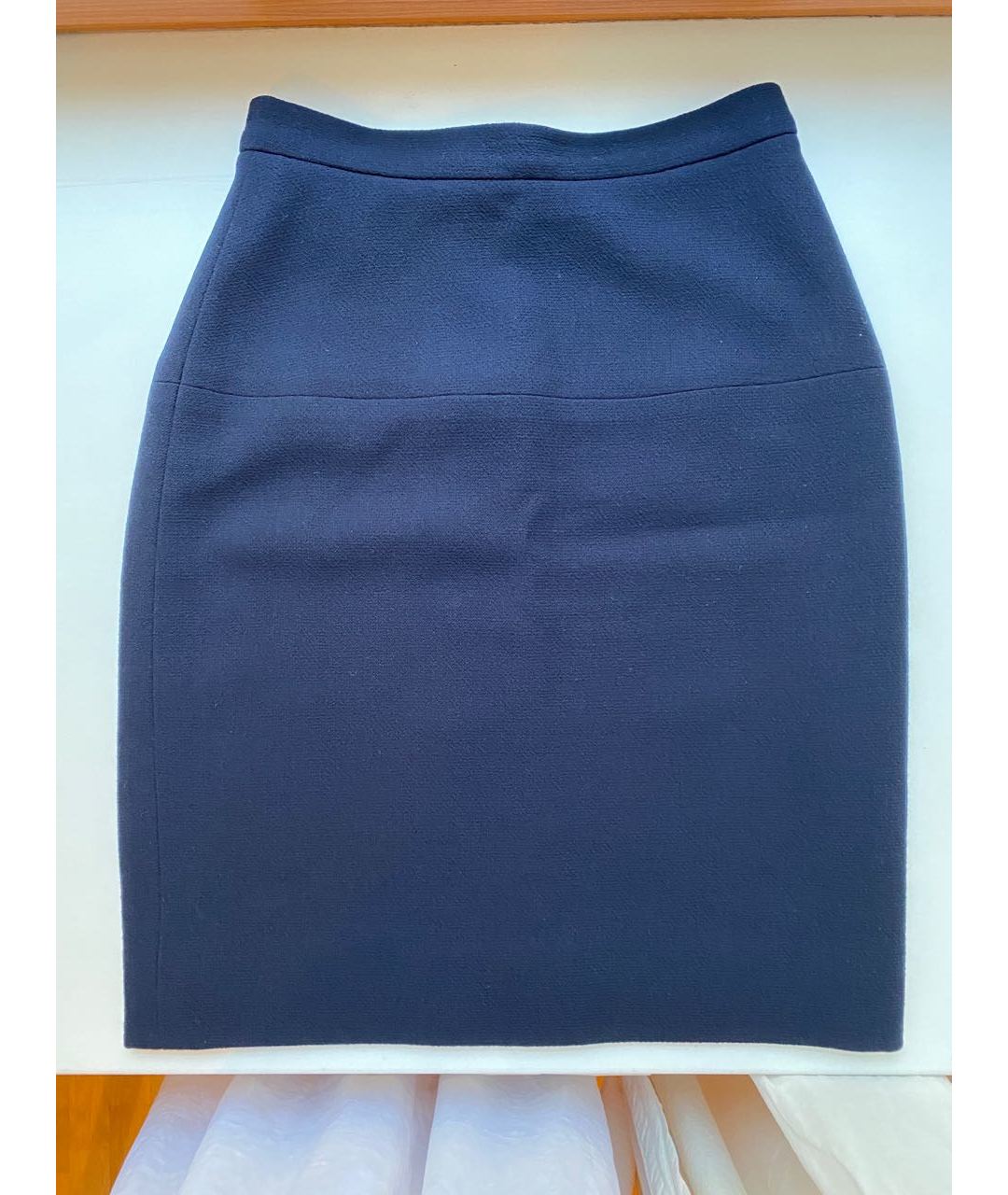 CHANEL PRE-OWNED Темно-синяя шерстяная юбка миди, фото 5