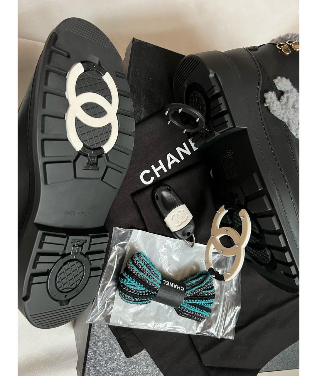 CHANEL Черные кожаные ботинки, фото 2