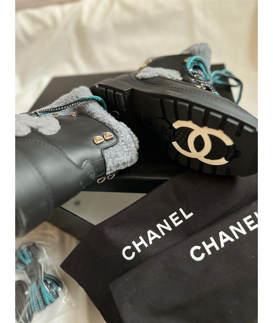 CHANEL Черные кожаные ботинки, фото 3