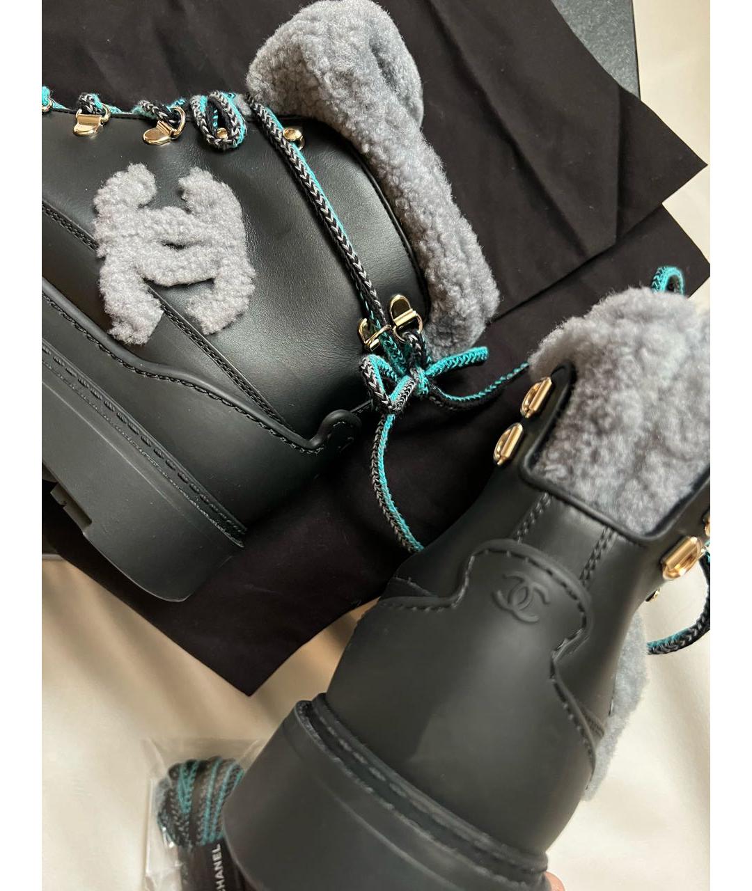 CHANEL Черные кожаные ботинки, фото 5