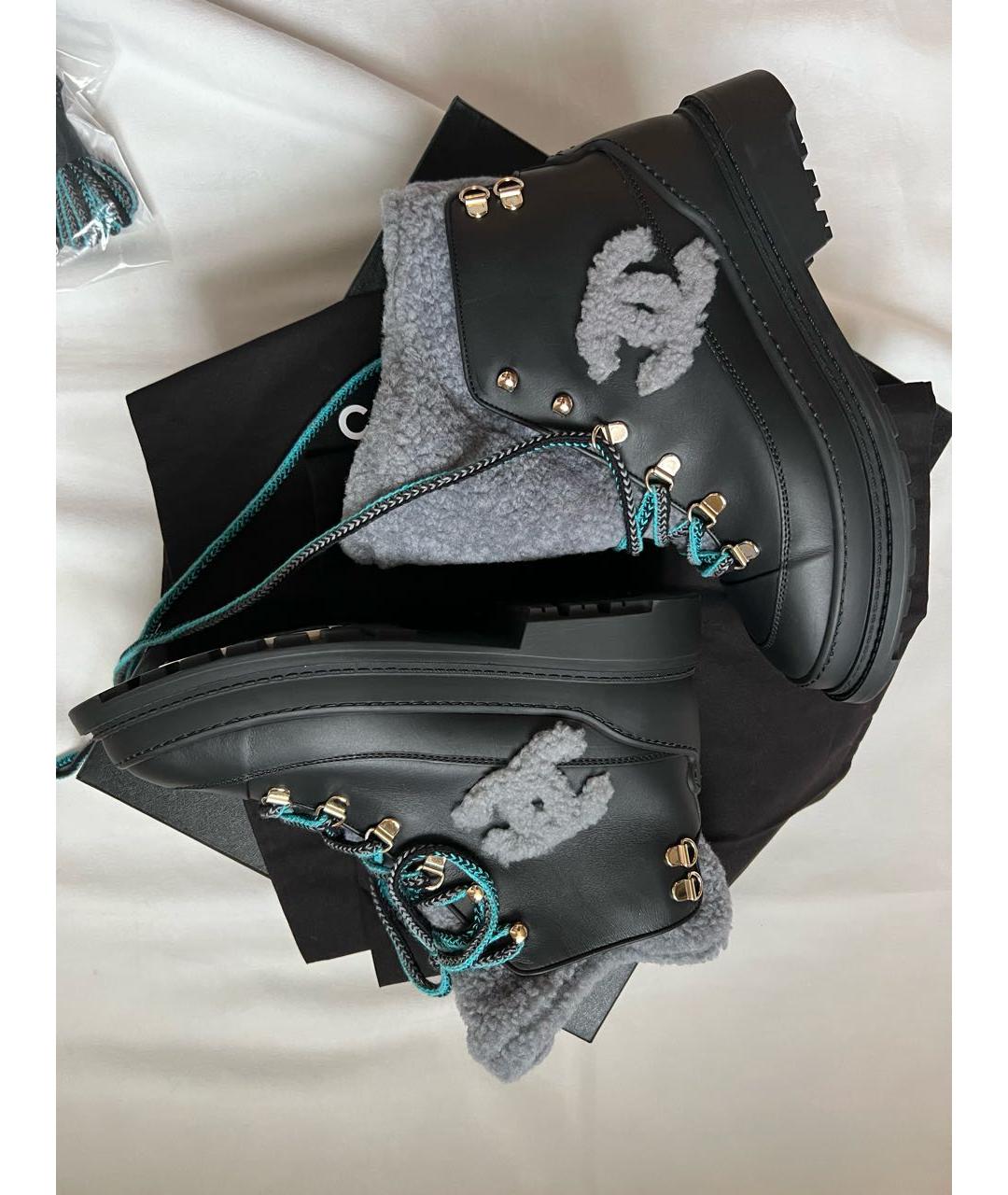 CHANEL Черные кожаные ботинки, фото 4