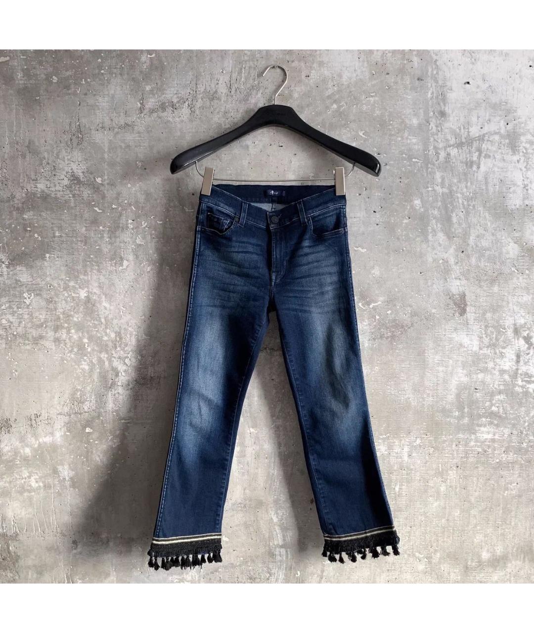 7 FOR ALL MANKIND Синие хлопко-эластановые джинсы слим, фото 8