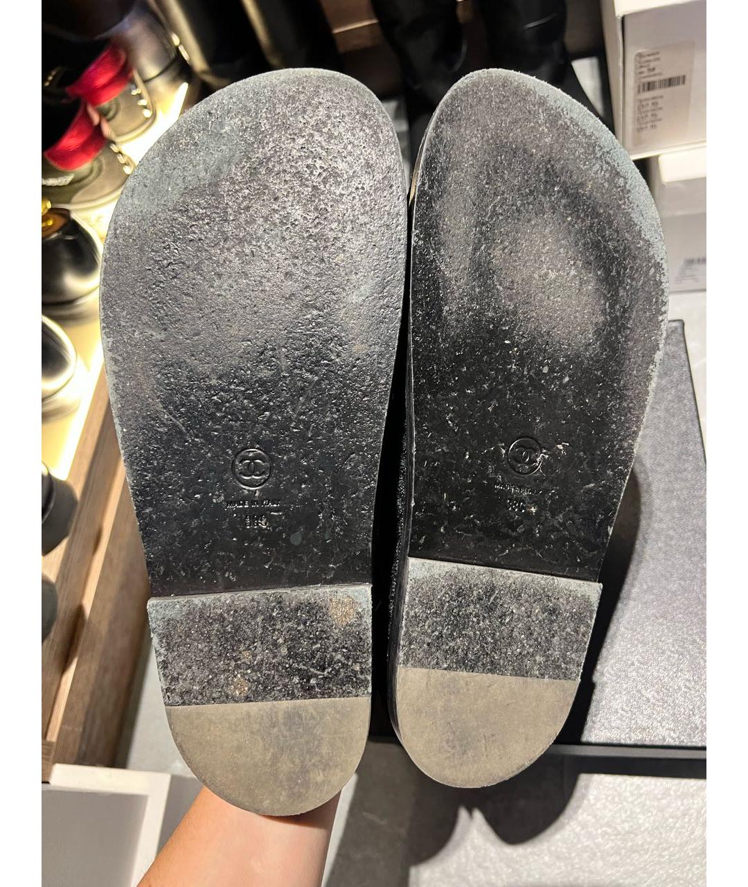 CHANEL PRE-OWNED Черные текстильные сандалии, фото 7