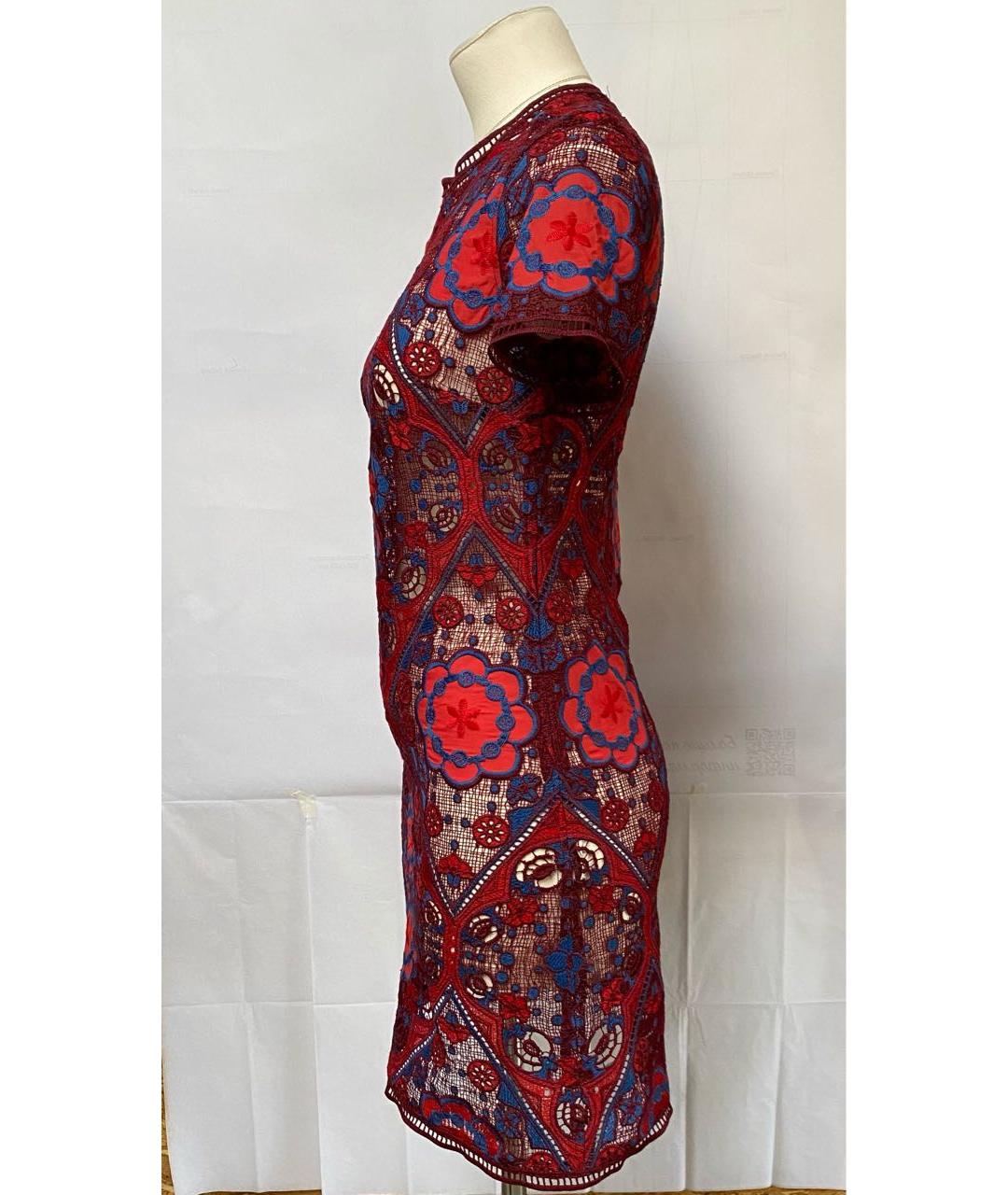 SANDRO Бордовое кружевное коктейльное платье, фото 3