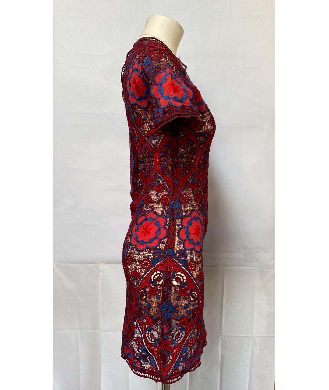 SANDRO Бордовое кружевное коктейльное платье, фото 4