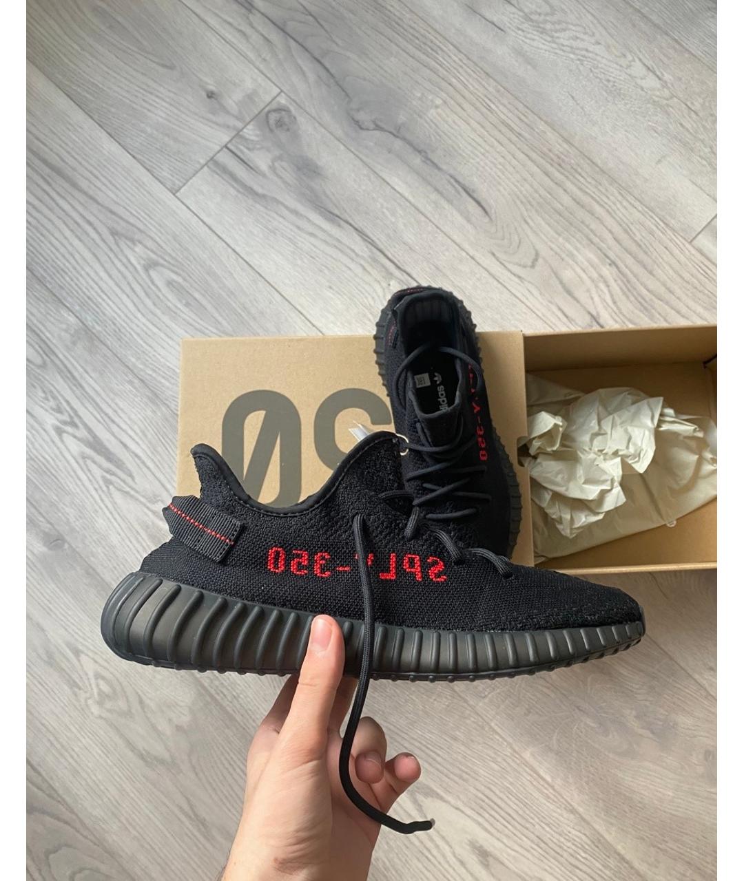 ADIDAS YEEZY Черные текстильные низкие кроссовки / кеды, фото 2