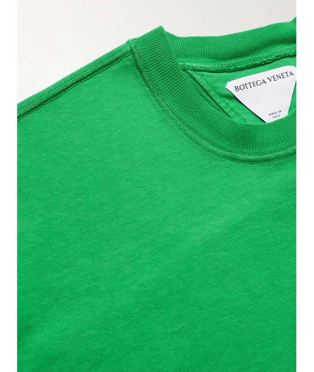 BOTTEGA VENETA Зеленая хлопковая футболка, фото 3