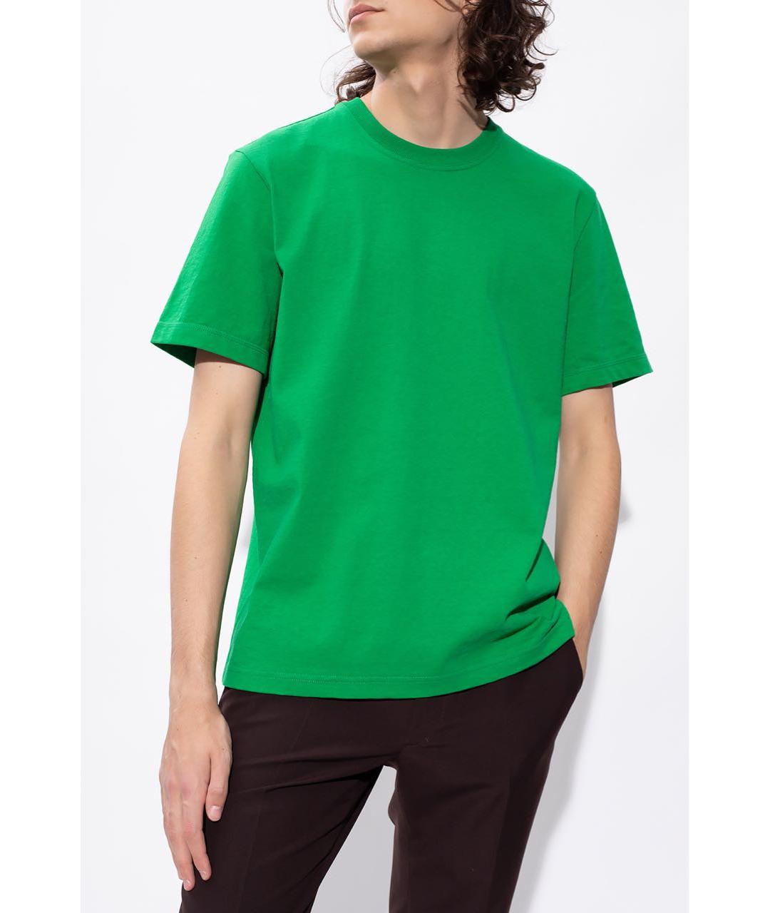 BOTTEGA VENETA Зеленая хлопковая футболка, фото 2