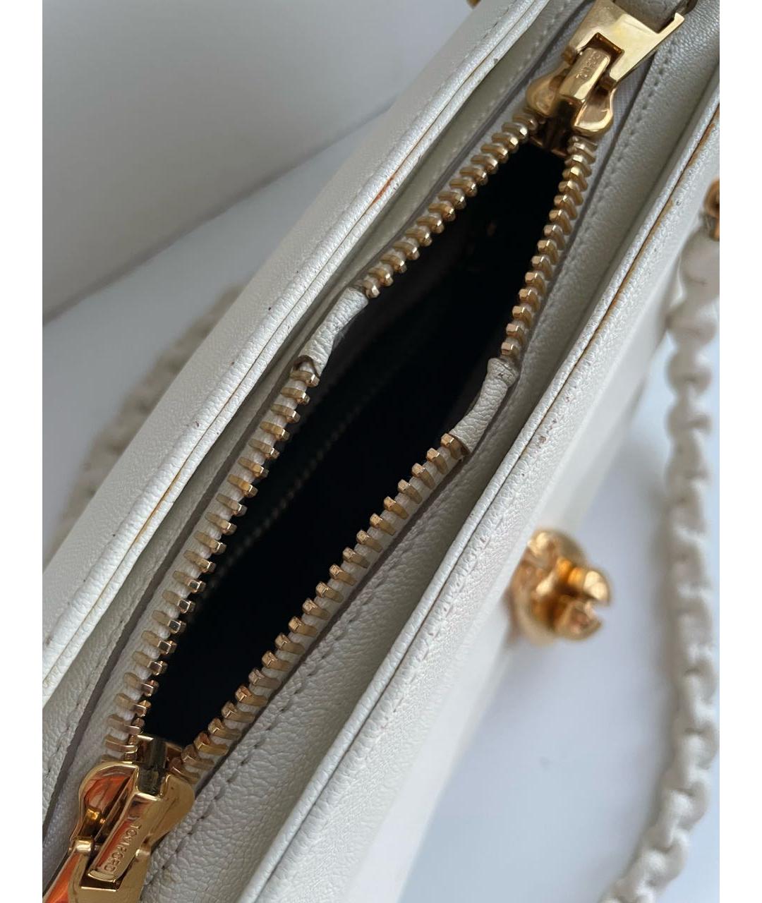 TOM FORD Белая кожаная сумка с короткими ручками, фото 4