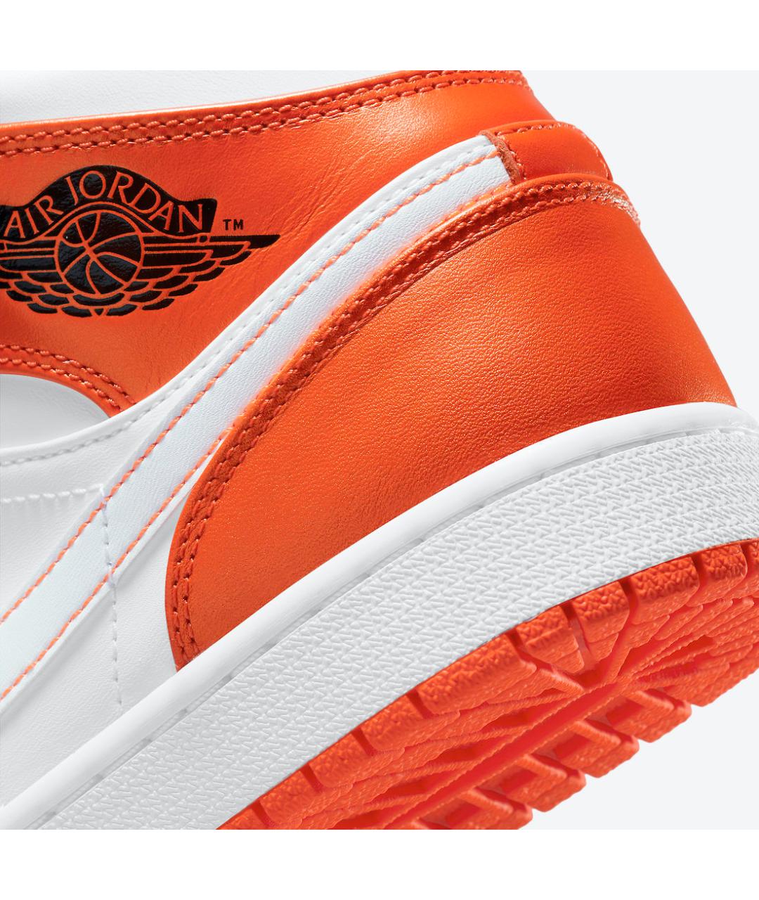 JORDAN Оранжевое кожаные высокие кроссовки / кеды, фото 6