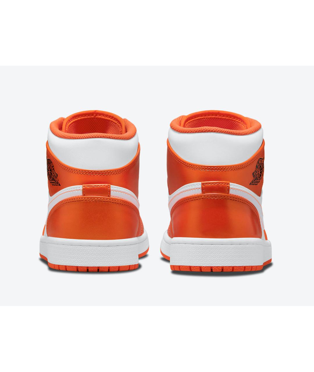 JORDAN Оранжевое кожаные высокие кроссовки / кеды, фото 4