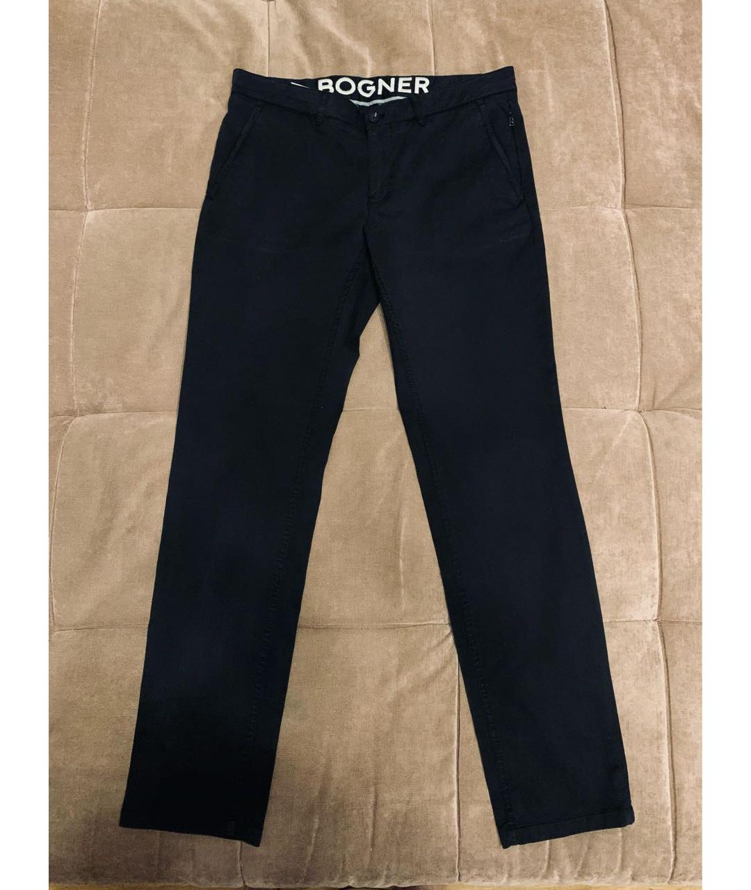 BOGNER Черные хлопко-эластановые повседневные брюки, фото 7