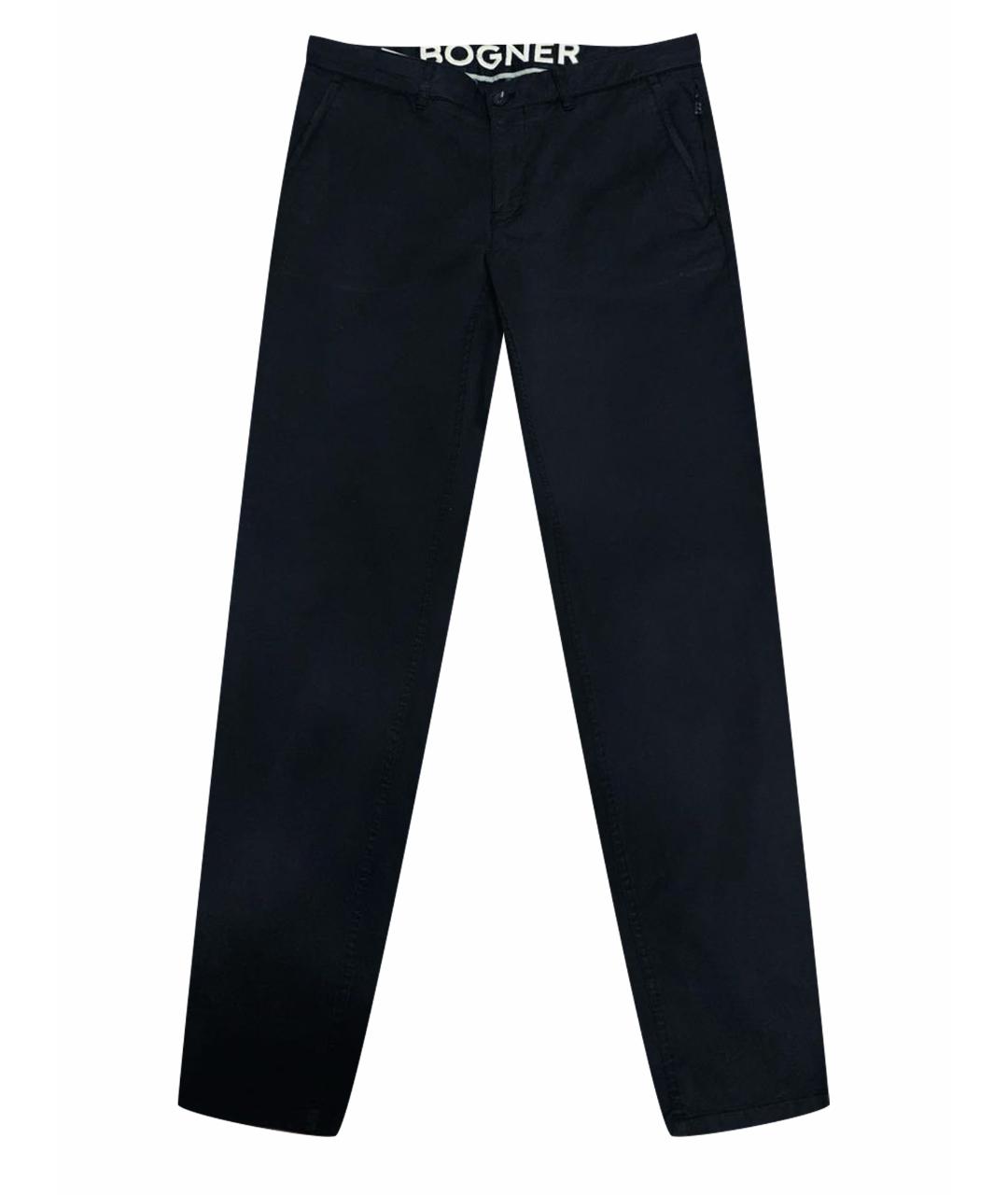 BOGNER Черные хлопко-эластановые повседневные брюки, фото 1