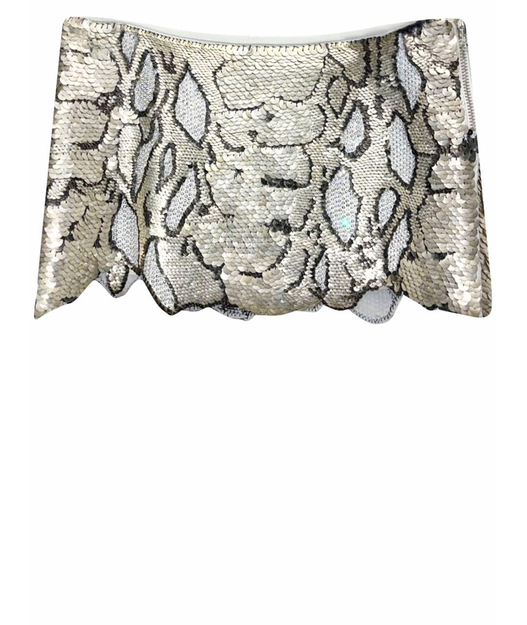 BALMAIN Серебряная кожаная юбка мини, фото 1