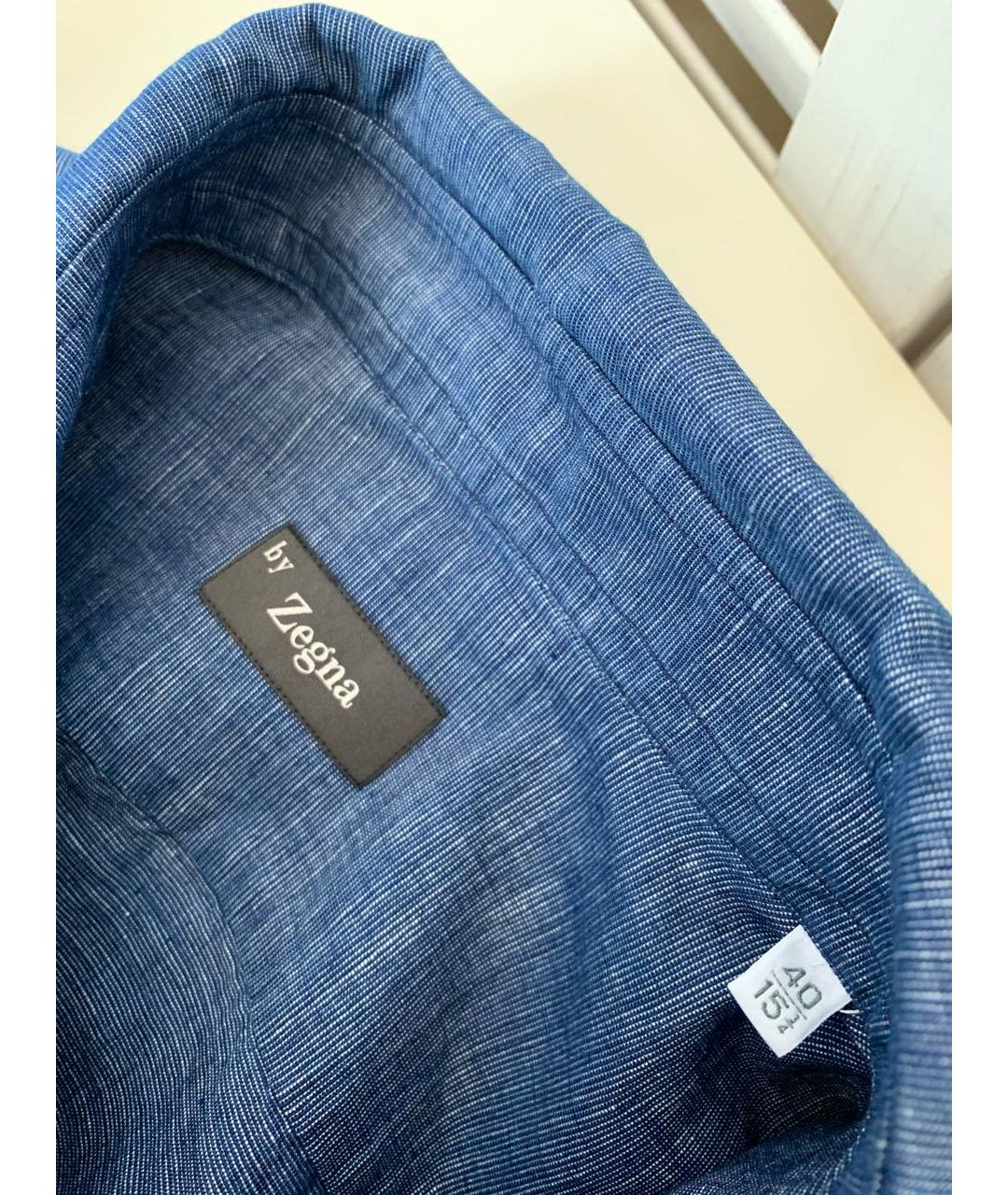 ERMENEGILDO ZEGNA Синяя хлопковая классическая рубашка, фото 3